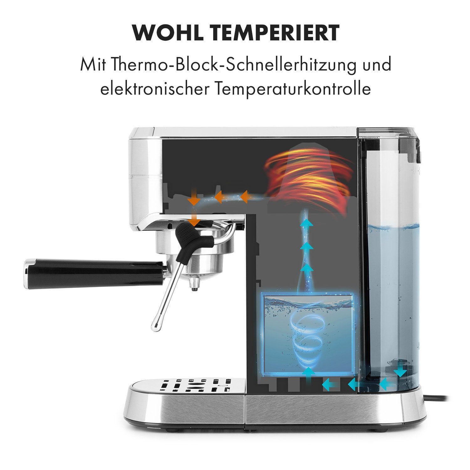 Klarstein Filterkaffeemaschine Futura Espressomaker, Für jede Tasse: Stoppfunktion für die richtige Menge