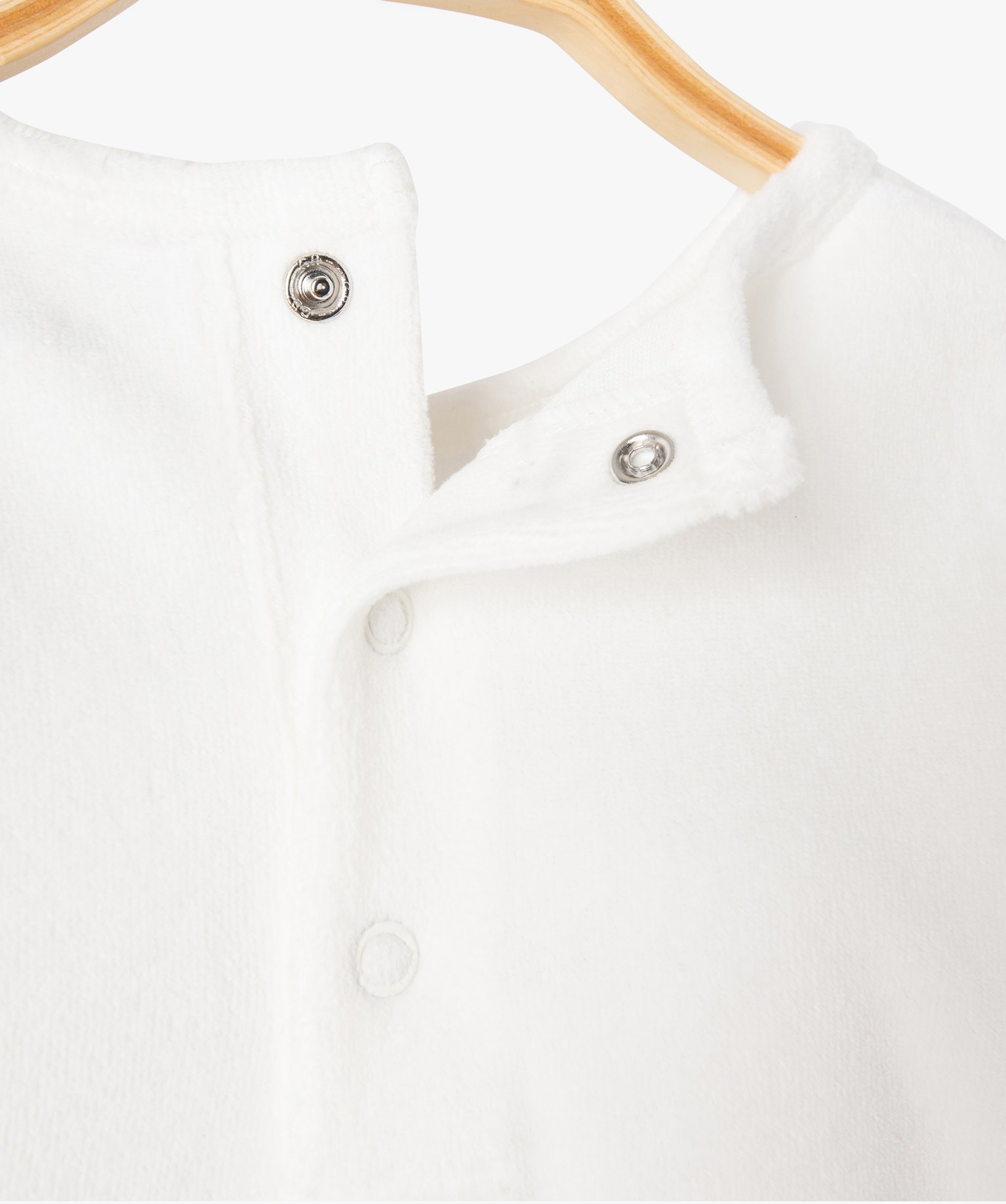 Pyjama 2 pièces en velours imprimé dépareillé bébé ecru | GEMO