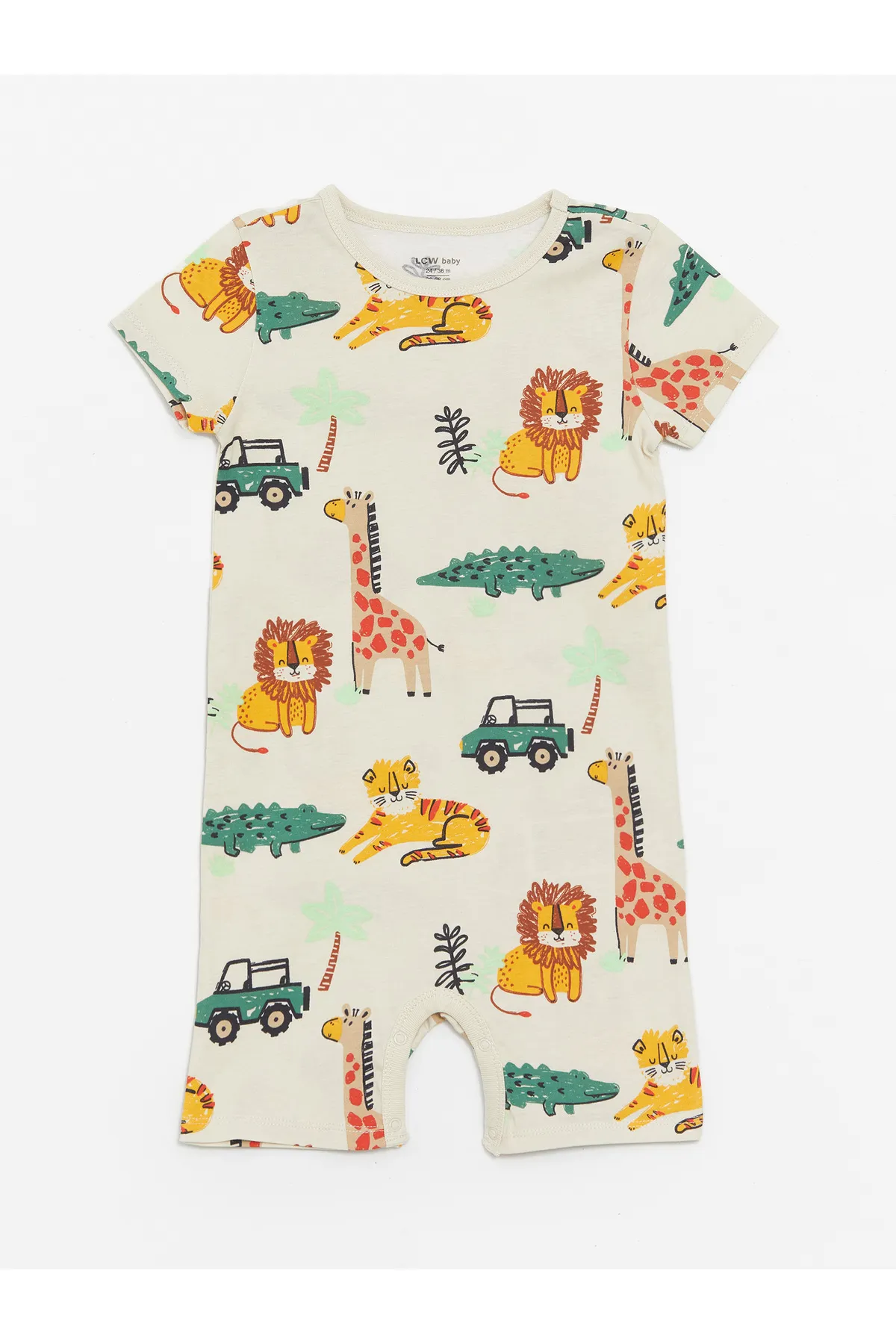 LC Waikiki  Bedruckter Baby-Jungen-Jumpsuit im 2er-Pack mit Rundhalsausschnitt