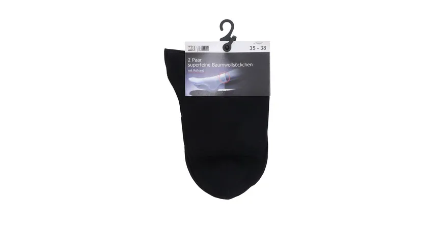 MOVE UP Damen Socken Baumwolle Superfein mit Rollrand schwarz