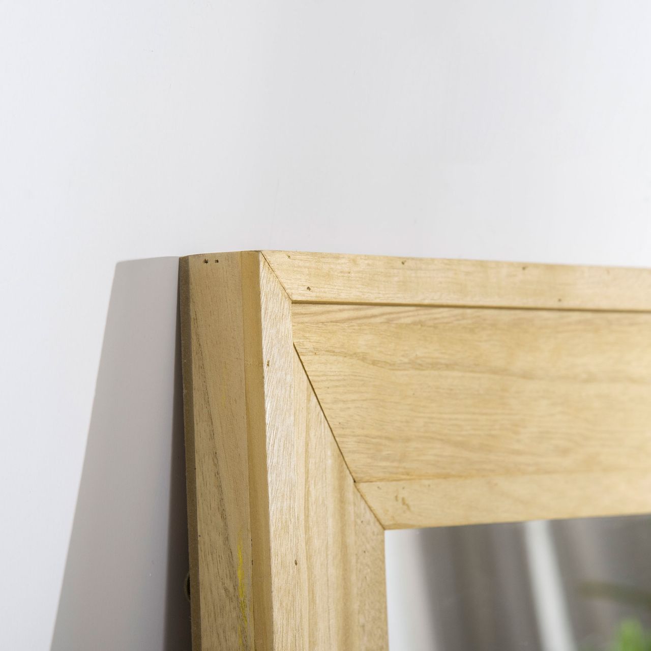 HOMCOM Wandspiegel Hängespiegel 150 x 60cm Garderobenspiegel Ganzkörperspiegel Flurspiegel mit Holzrahmen Wohnzimmerspiegel für Schlafzimmer Elegant MDF Tannenholz Natur