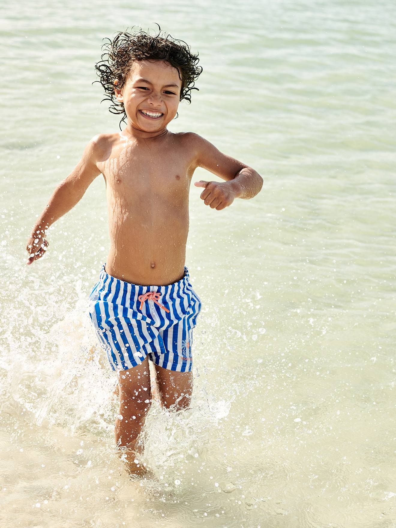 Short de bain rayé garçon rayé bleu