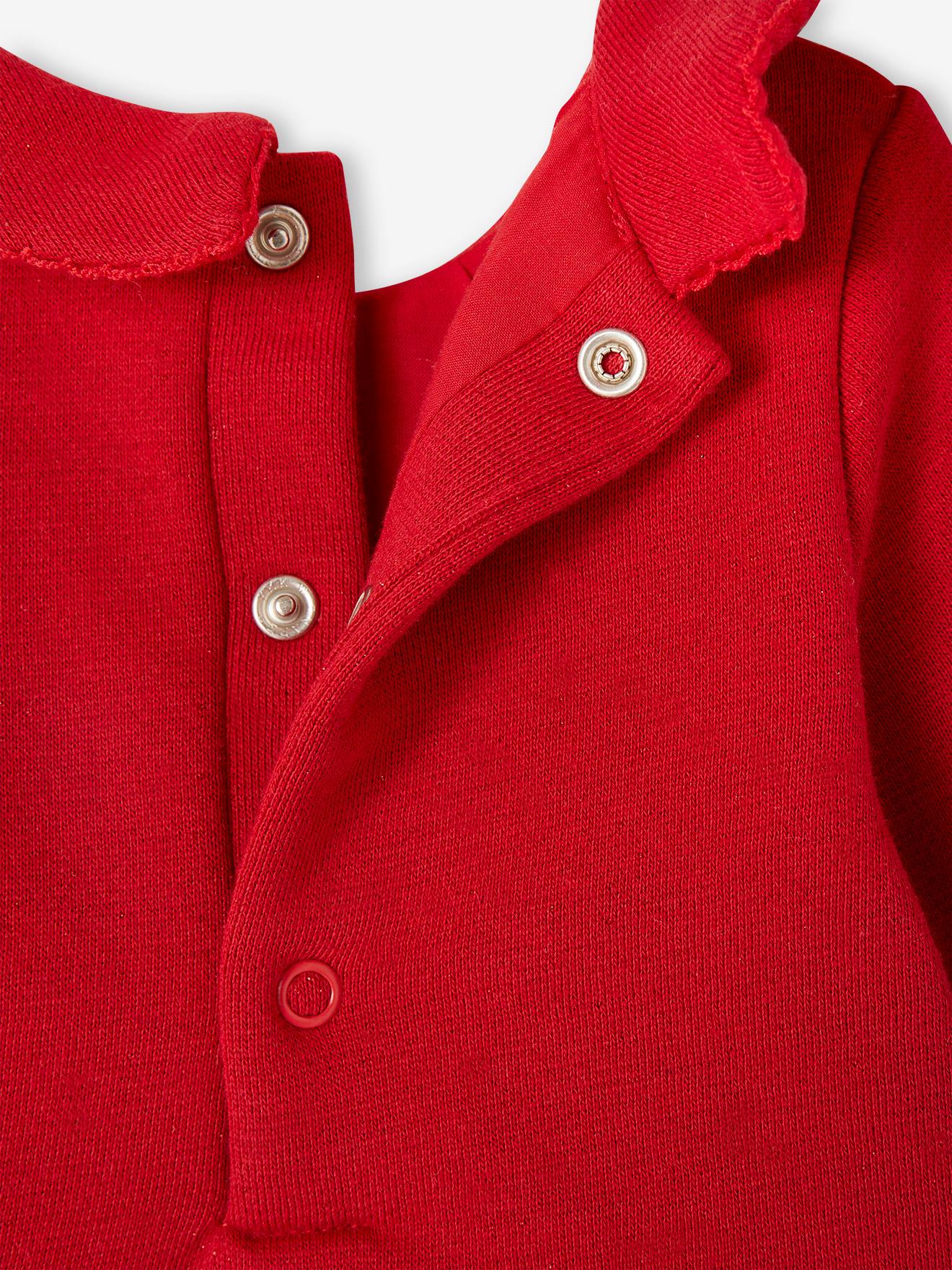 Vertbaudet Weihnachtliches Baby-Set: Kleid, Haarband & Strumpfhose - rot