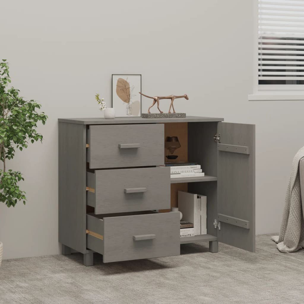 vidaXL Sideboard Sideboard HAMAR Hellgrau 90x40x80 cm Massivholz Kiefer (1 St)