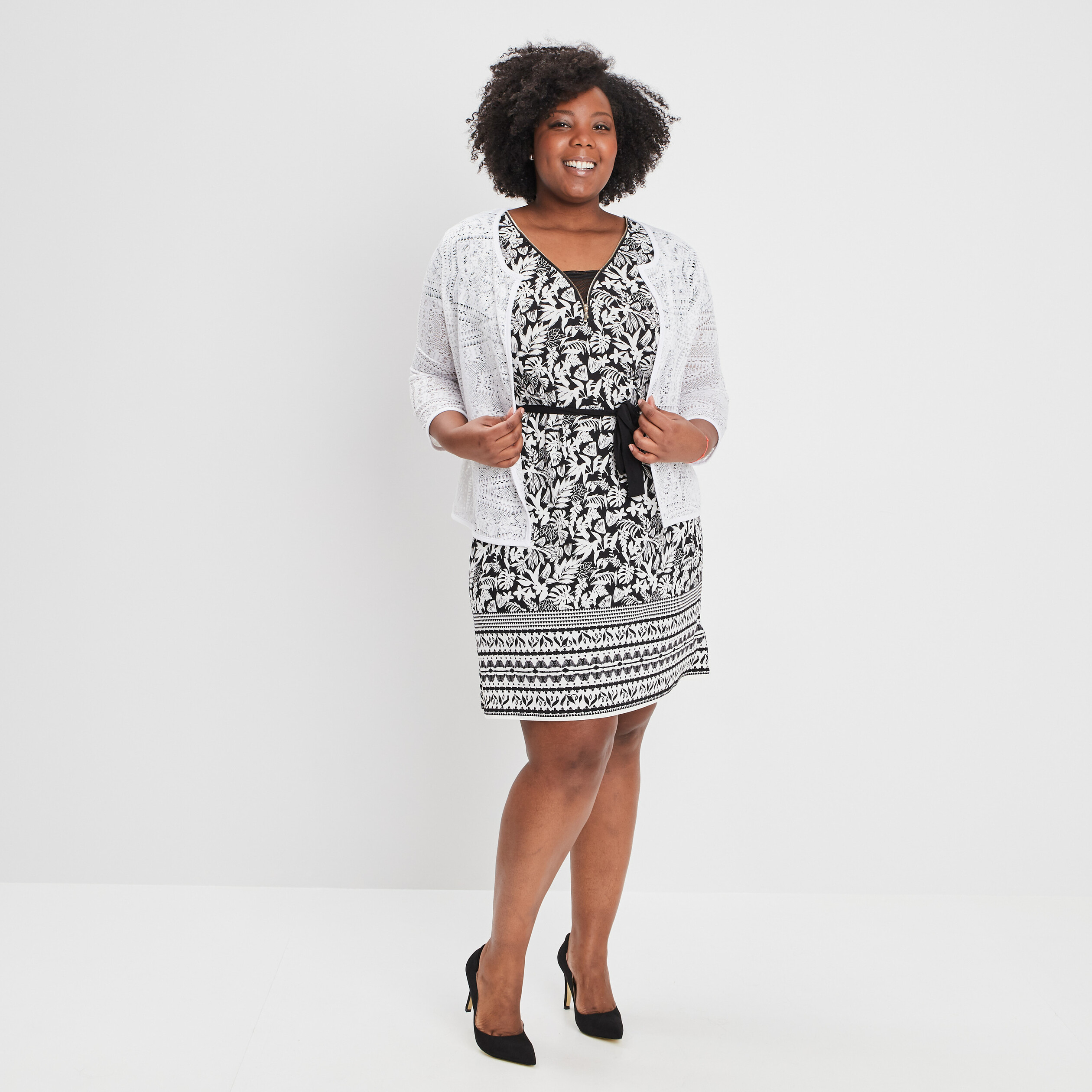 Gilet manches 3 4 ivoire femme grande taille | La Halle