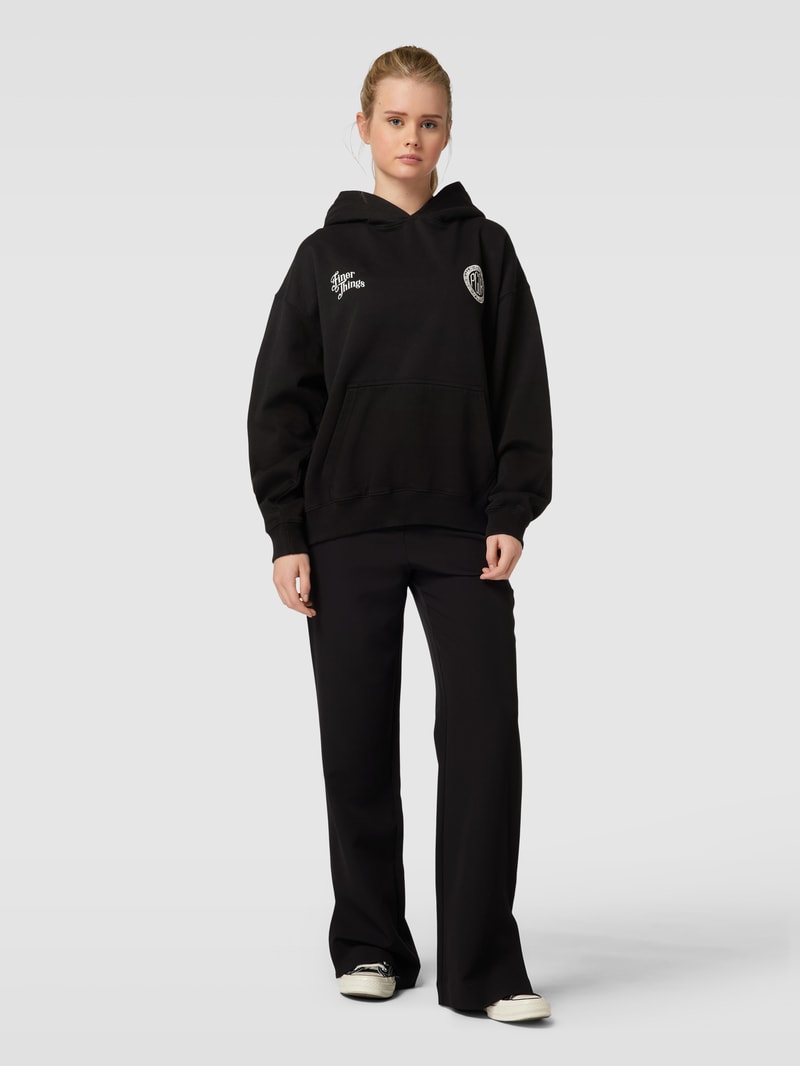 Oversized Hoodie mit Label-Print Modell 'TALBOT' in schwarz