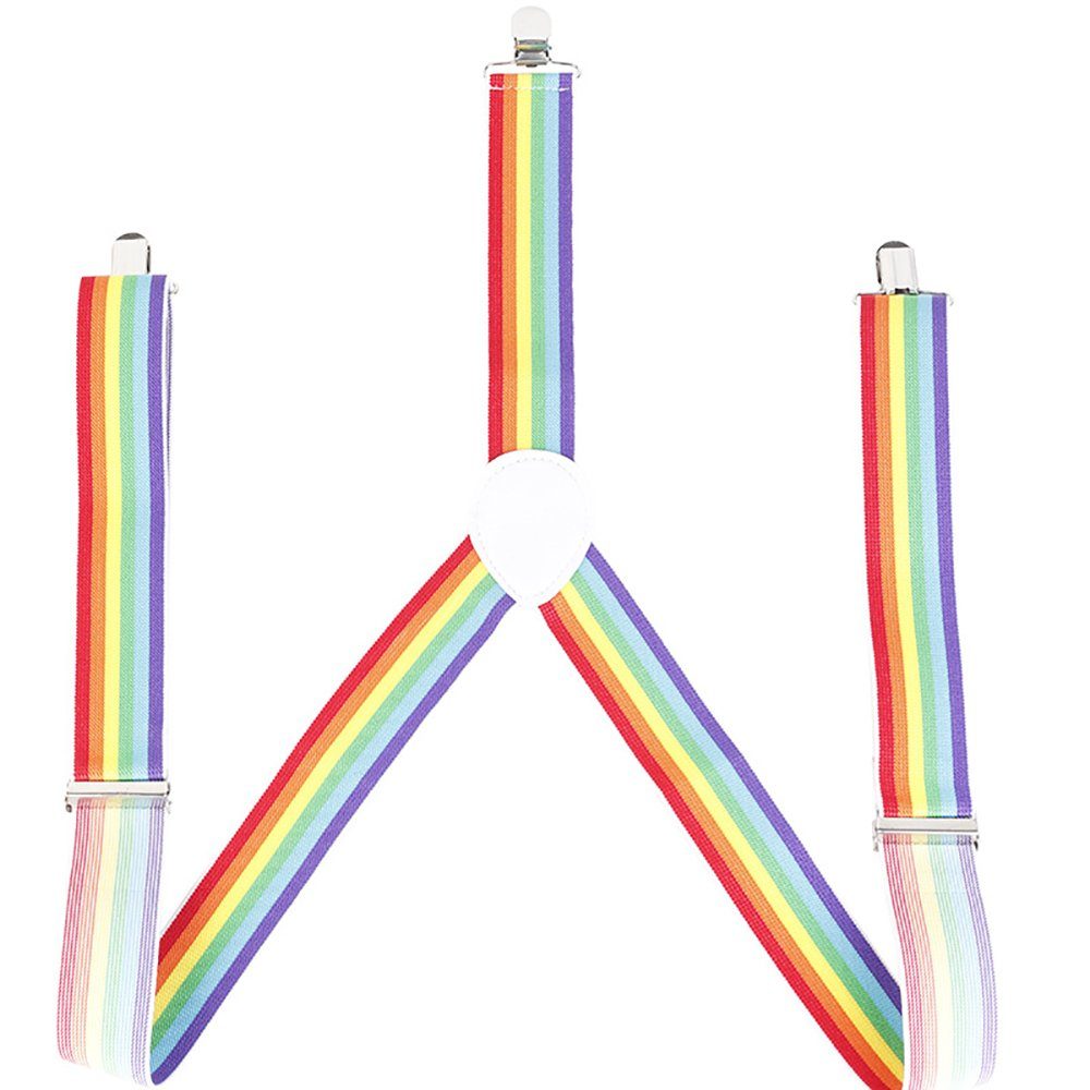 SCOBELT Hosenträger Hosenträger (Regenbogen) (Y-Rücken-Stil verstellbar elastisch mit Metallclips, für Pride, Sommer und Festival Cosplay Party)