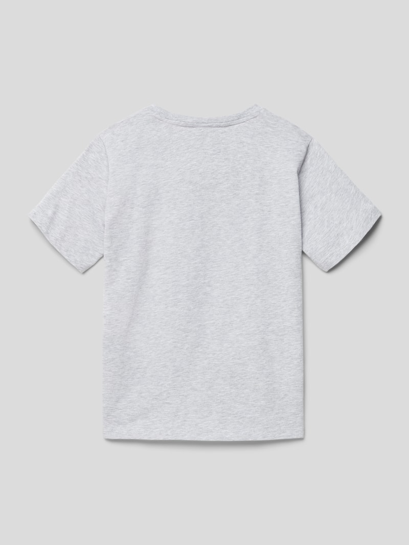 T-Shirt mit Label-Stitching in mittelgrau meliert