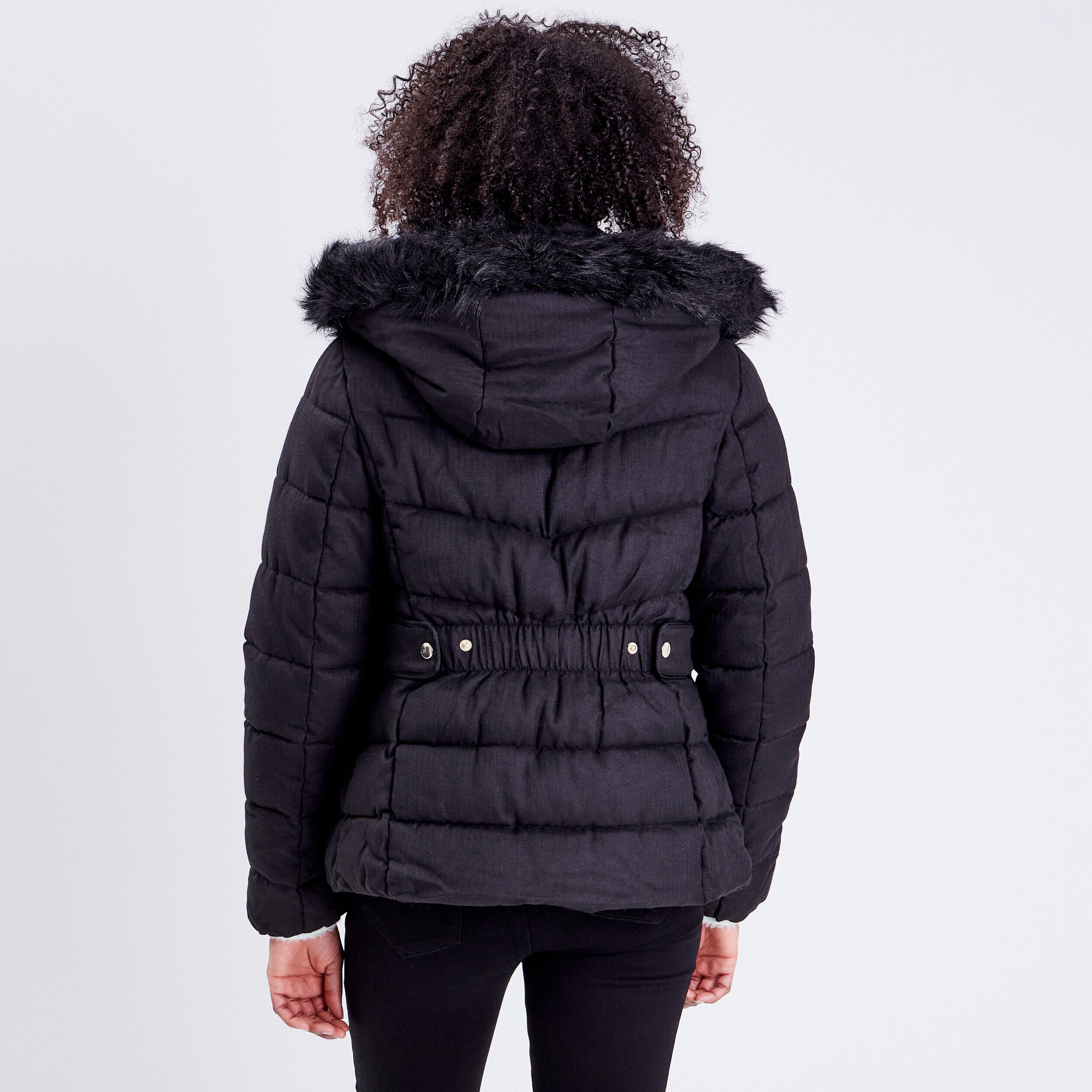 Doudoune avec capuche noir femme | Cache Cache