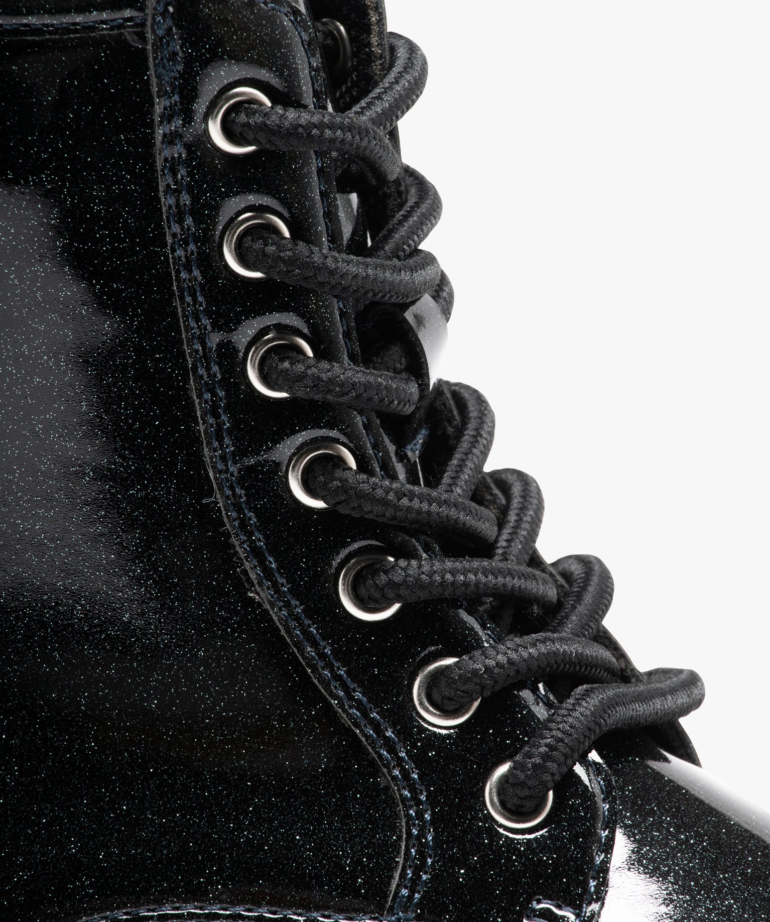Boots fille vernies à paillettes avec semelle crantée noir | GEMO