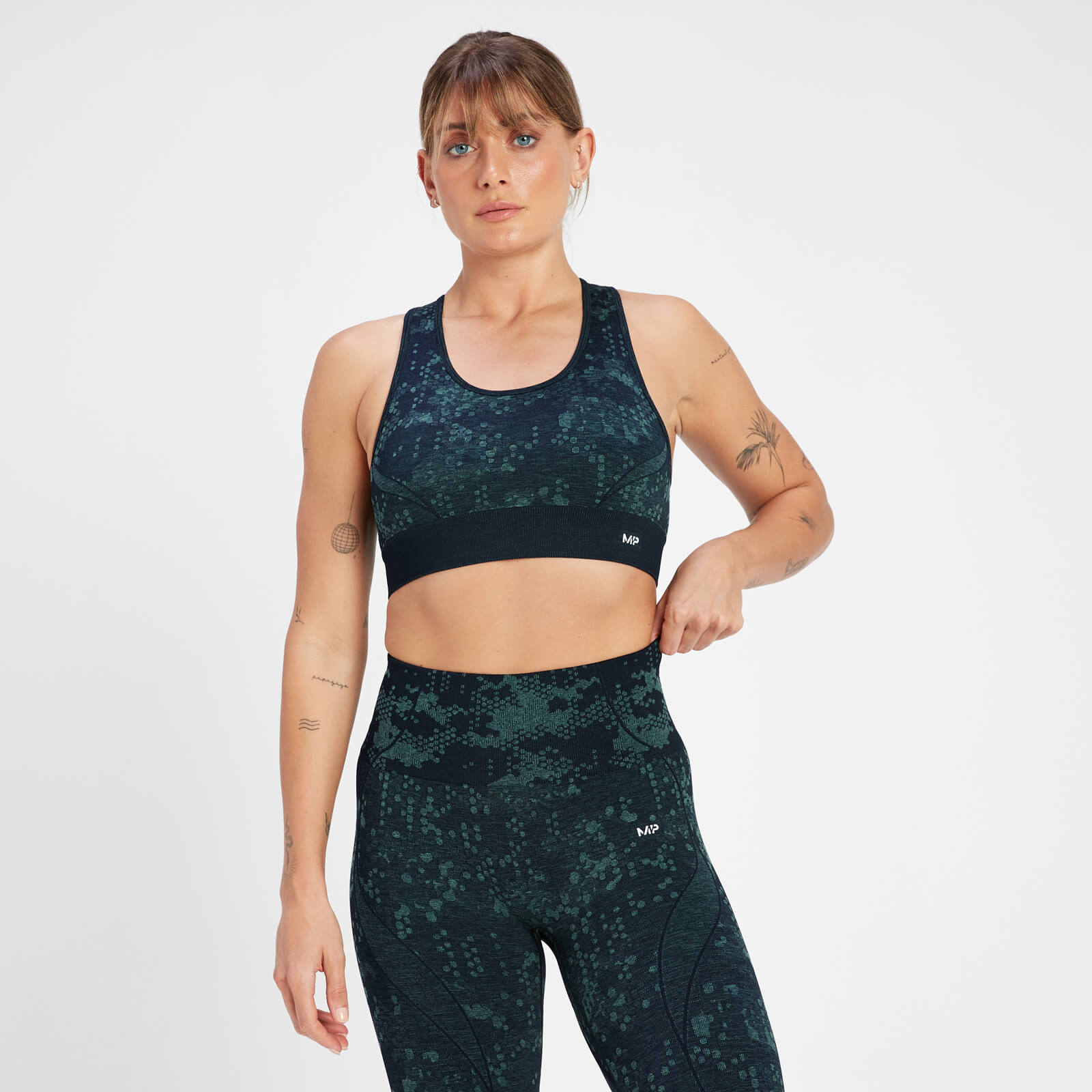 Brassière de sport à motif sans coutures MP Adapt pour femmes – Bleu marine foncé