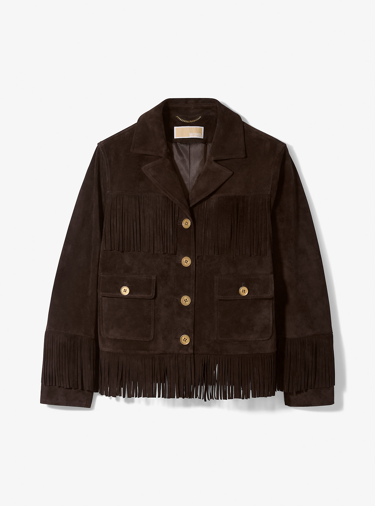 Fringed Suede Jacket - CHOCOLATE