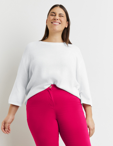 3/4 Arm Pullover aus Struktur-Strick