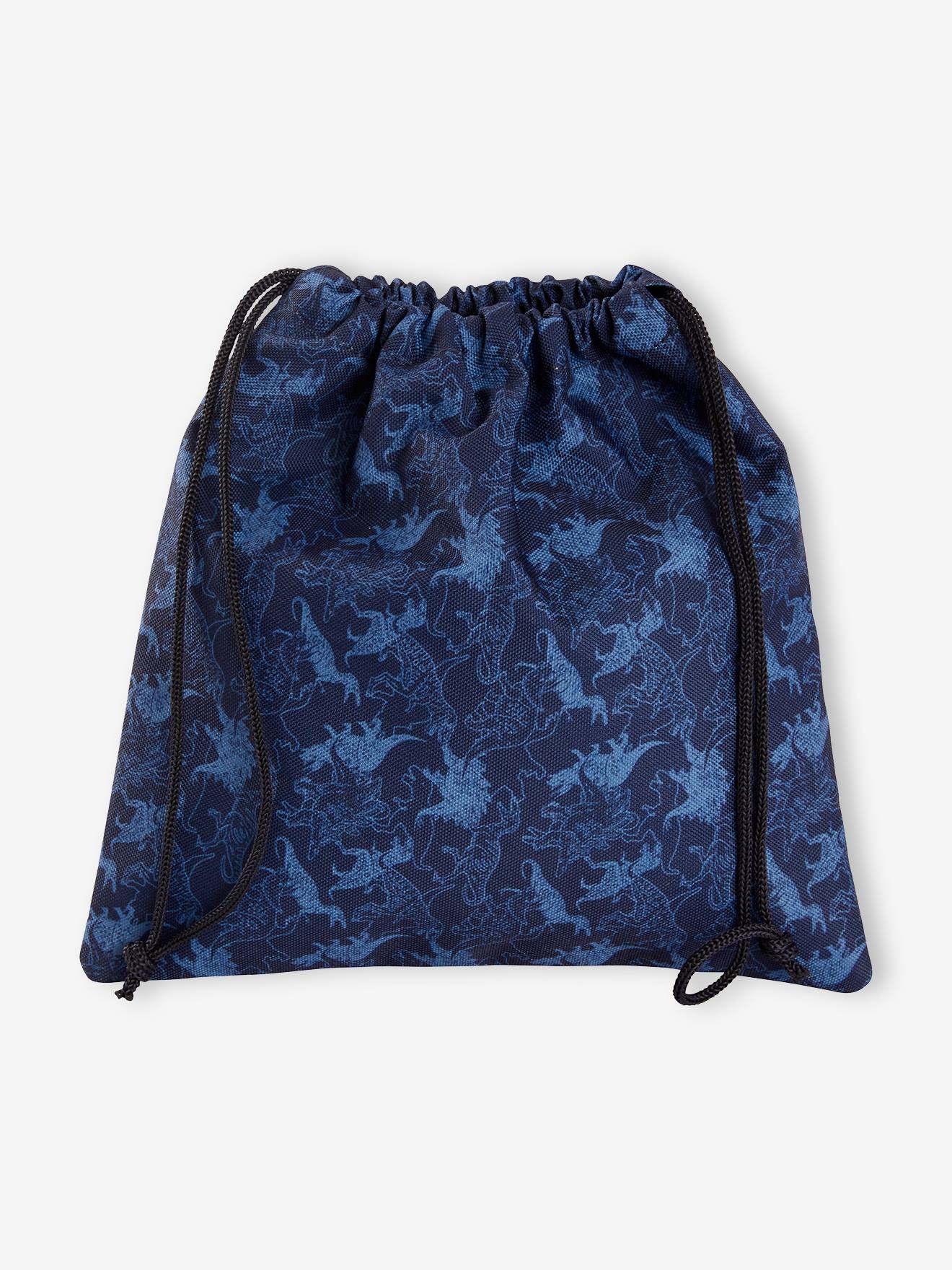Sac à goûter T-Rex motif dinos garçon dark bleu indigo imprimé