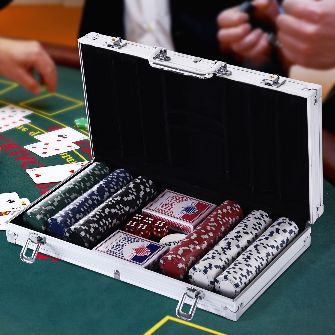 HOMCOM Pokerkoffer Pokerset Poker Set Jetons Koffer 38x20,5x6,5 cm