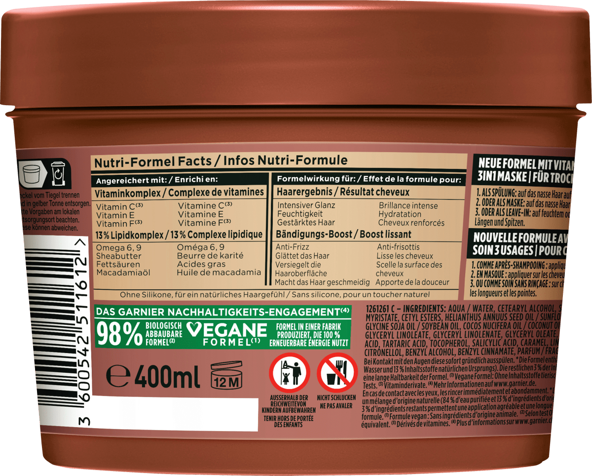 Haarkur Macadamia Hair Food 3in1 Maske, 400 ml