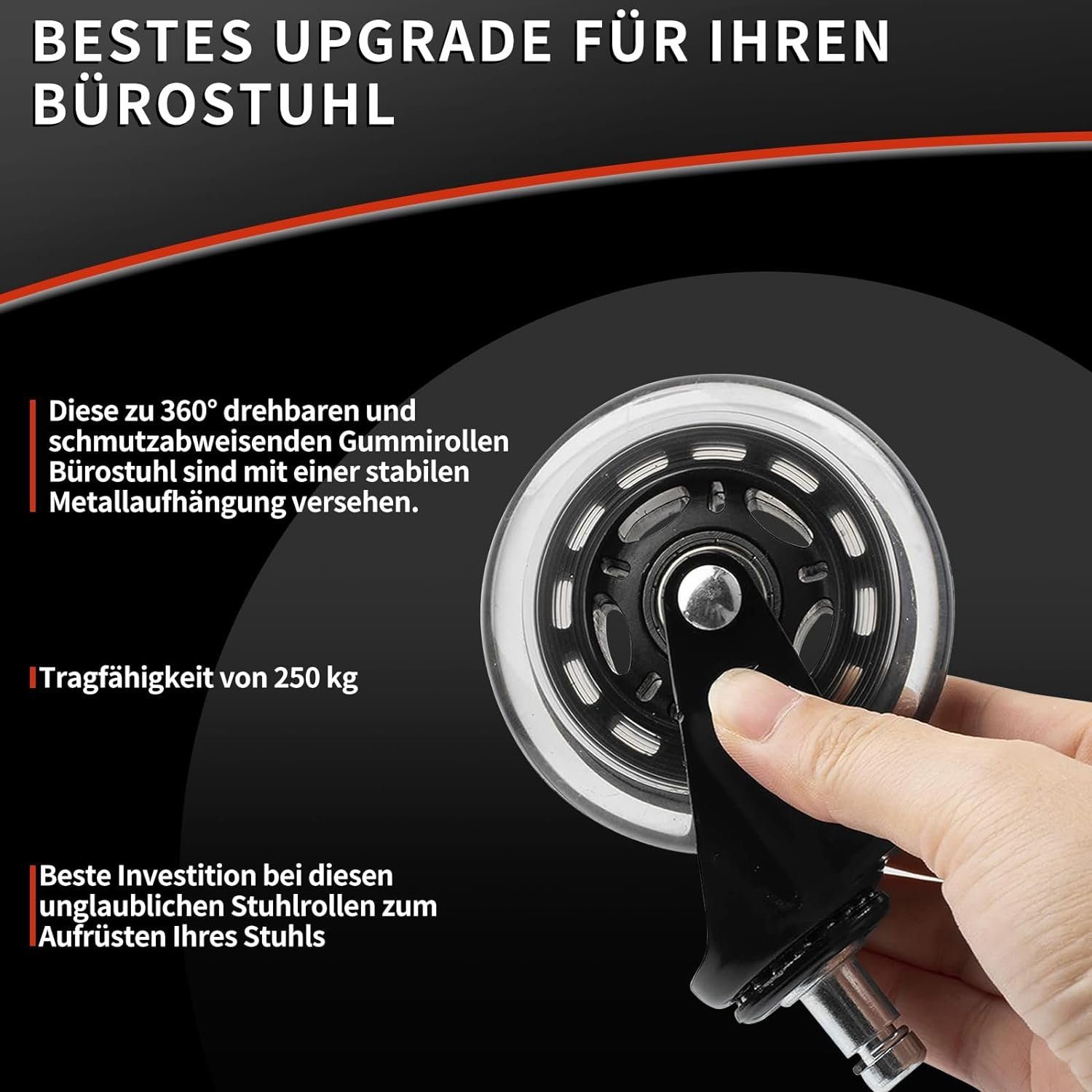 BlingBin Stuhlrolle 5 Stück Rollen für Bürostuhl Caster Schreibtisch Stuhl Ersatz Räder, (5er/Set, 5-St), Leise Kratzerfrei Ersatzrollen