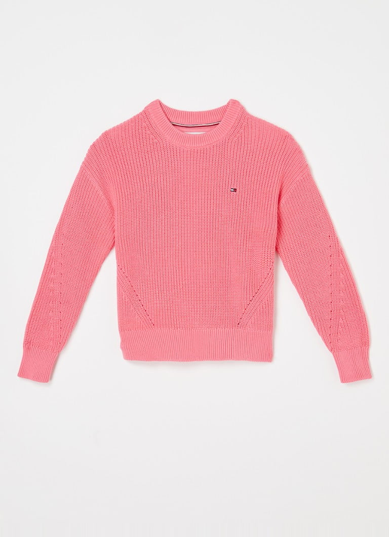 Tommy Hilfiger Essential fino pleteni džemper s vezom logotipa