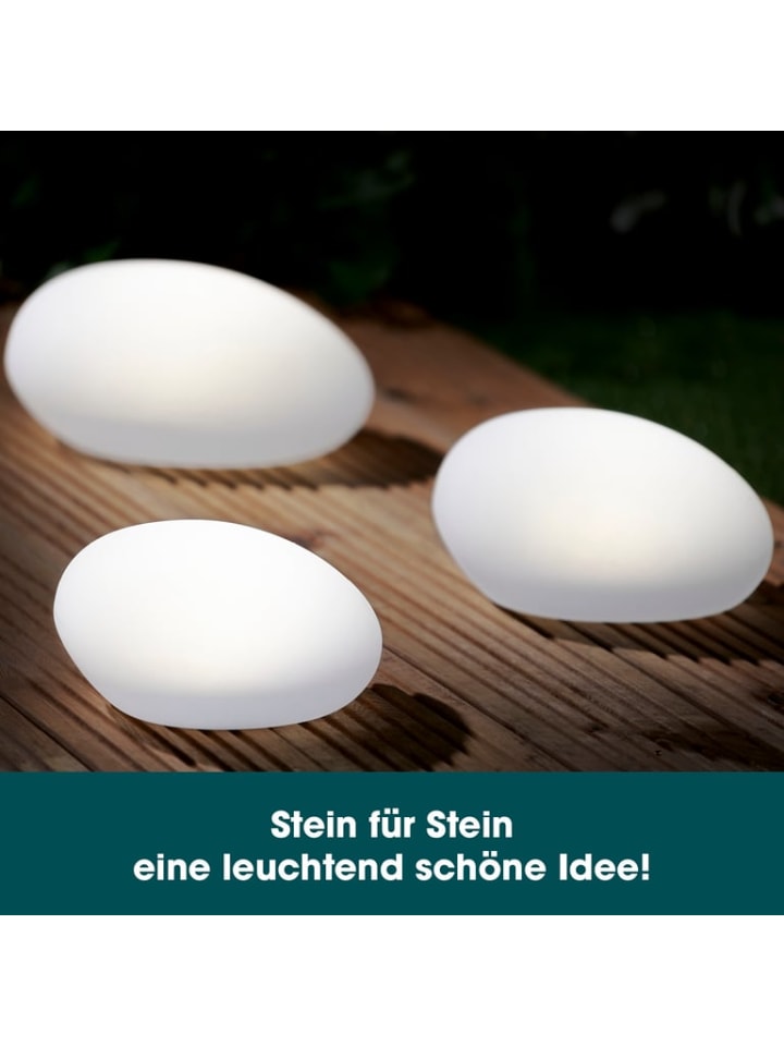 EASYmaxx Solar Leuchten Set Stein flach 3-tlg. Garten Deko günstig kaufen onesize