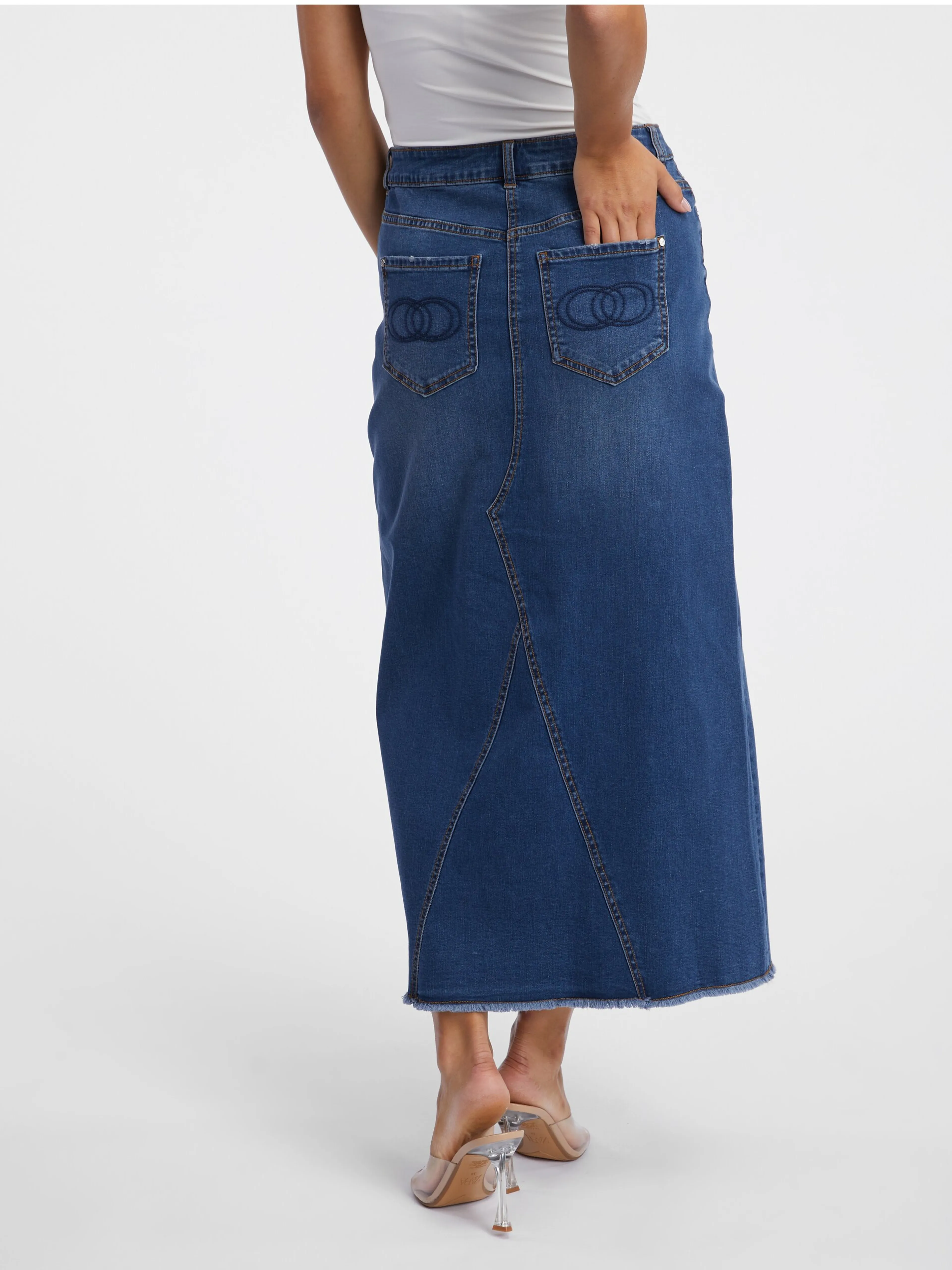 Blauer Damen Denim-Maxirock ORSAY