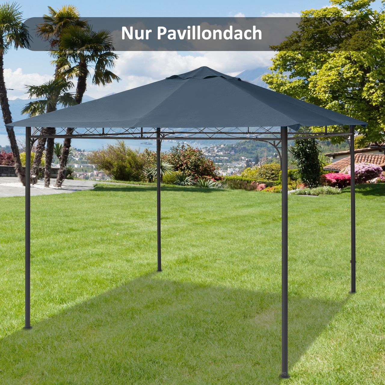 Outsunny Pavillondach Ersatzdach Pavillonabdeckung Polyester Grau 3x3m