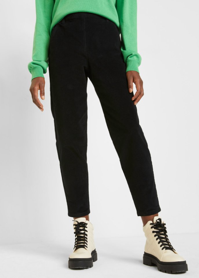 High-Waist-Cordhose mit Bequembund, knöchellang