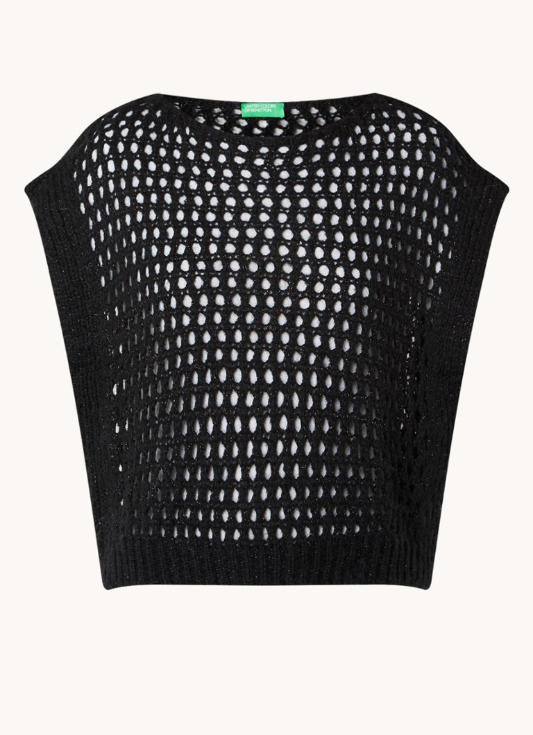 Cardigan Benetton a maglia grossa con motivo traforato e lurex