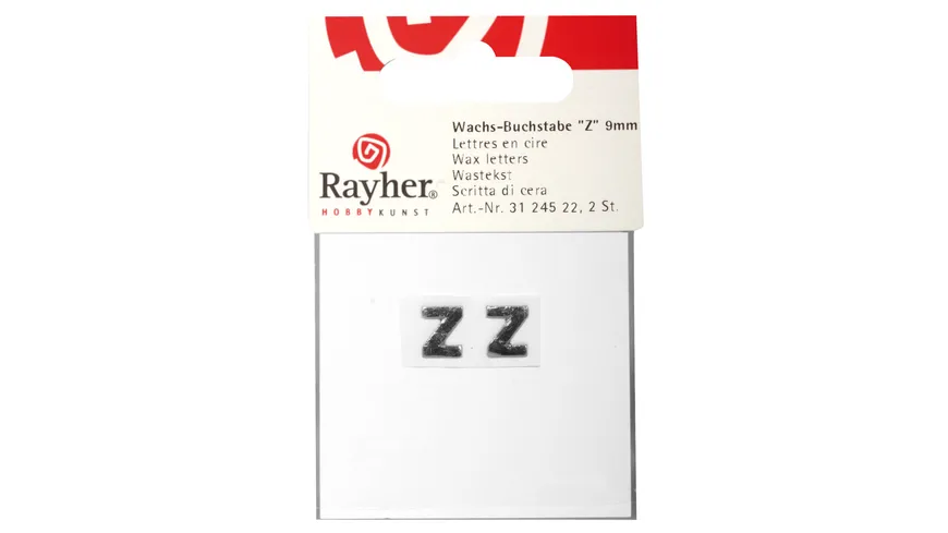Rayher Wachsbuchstaben -Z- silber 9mm 2Stück