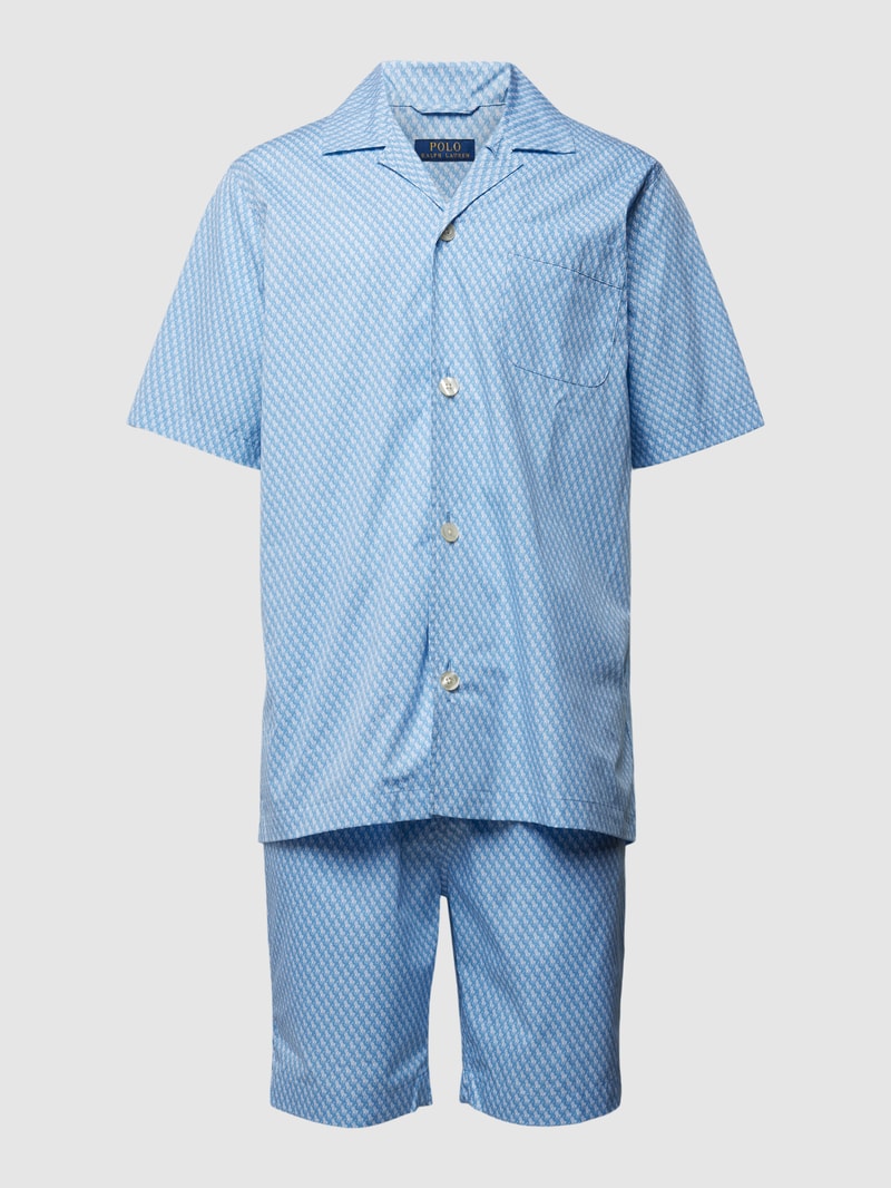 Pyjama mit Kontrastpaspeln Modell 'WOVEN' in hellblau