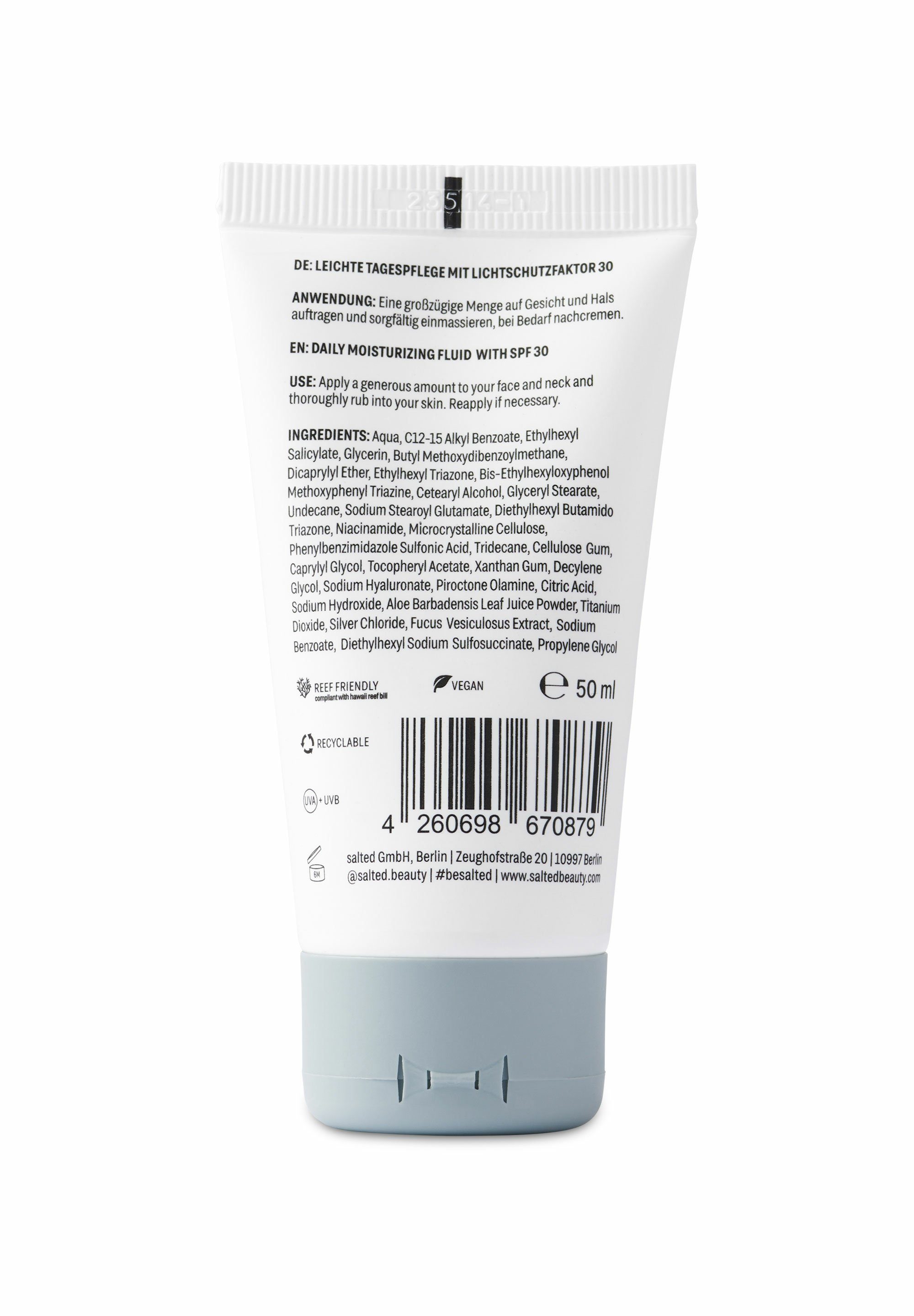 salted. Sonnenschutzcreme Parfümfrei, Tagespflege mit LSF 30