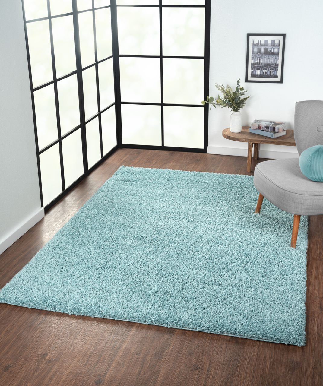 MyFlair Teppich Elodie, 160cm x 230cm, Farbe Hellblau, rechteckig, Florhöhe 37mm