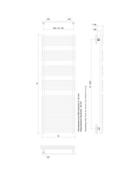 Ximax Badheizkörper Tec Edelstahl 1715 mm x 600 mm, 726 Watt