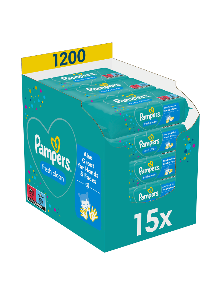 Pampers Pampers Fresh Clean Feuchttücher 15 Packungen = 1200 Feuchttücher günstig kaufen onesize