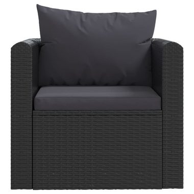 vidaXL Loungesofa Sessel mit Auflagen Poly Rattan Schwarz, 1 Teile