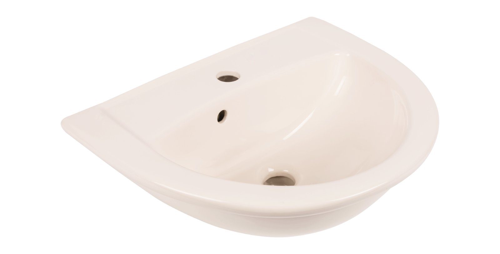 SANITOP WINGENROTH Waschbecken (Hänge-Waschtisch, 1-St), 50 cm, Handwaschbecken, Pergamon, Überlauf, Hahnloch mittig, 562621