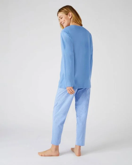 Pyjama-tunique en pur coton peigné, manches longues