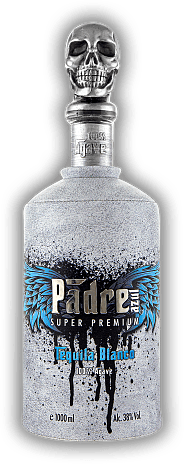 Padre Azul Blanco 1,0 Liter Padre Azul Blanco 1,0 Liter Die besondere Flasche mit dem Totenkopf-Stöpsel wird in Handarbeit hergestellt und ist so außergewöhnlich wie sein Inhalt. 1	 Liter - Vol 38%
