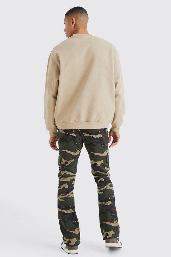 Strukturierte Slim-Fit Camouflage-Hose