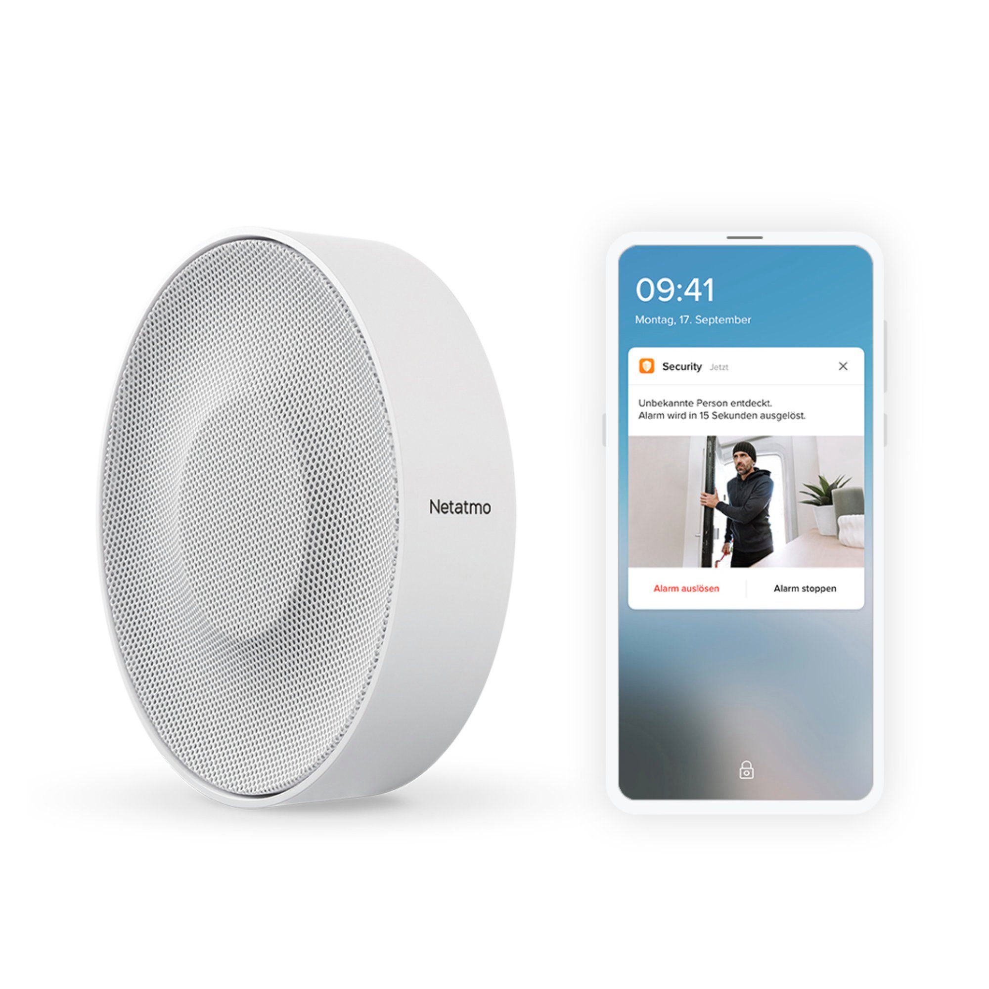 Netatmo Smarte Innen-Alarmsirene mit Gesichtserkennung & App Steuerung Smart-Home-Steuerelement
