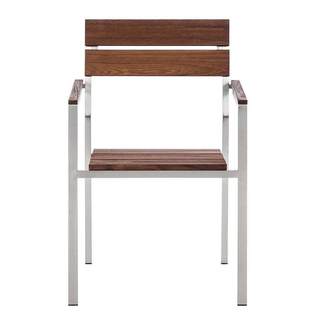 Home Feeling Gartenstuhl 2er Set Stapelstuhl Teakholz Edelstahl Soho, braun, ca. 56x61x86 cm