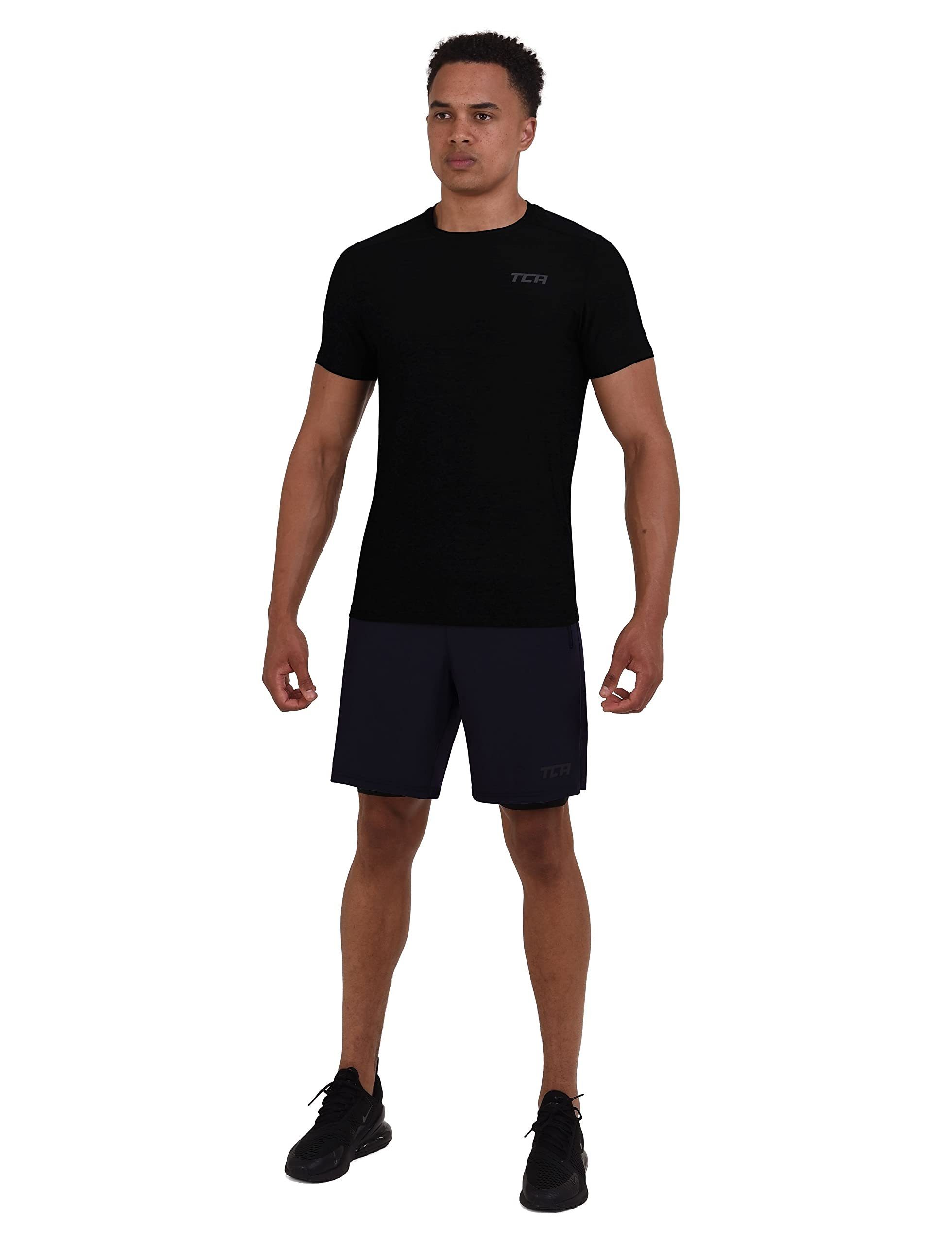 TCA Trainingsshorts TCA Herren 2-in-1 Laufhose - Dunkelblau/Schwarz (M)