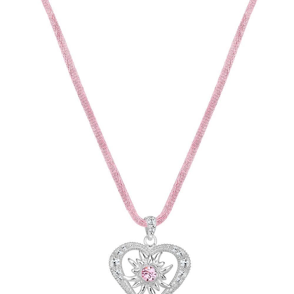 Elli Elli Collier Femmes Coeur Édelweiss avec Cristaux en Argent Sterling 925 collier