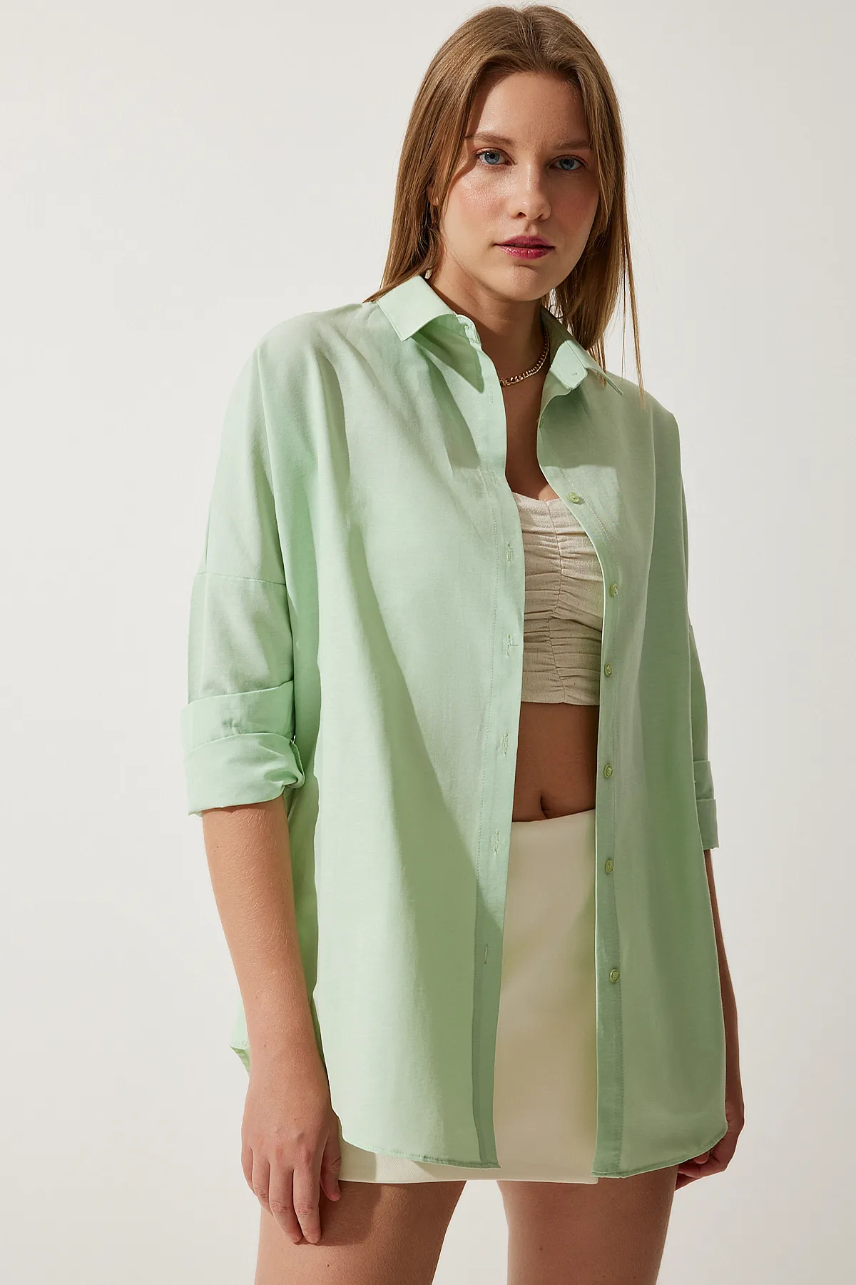 Happiness İstanbul  Hemd - Grün - Oversized