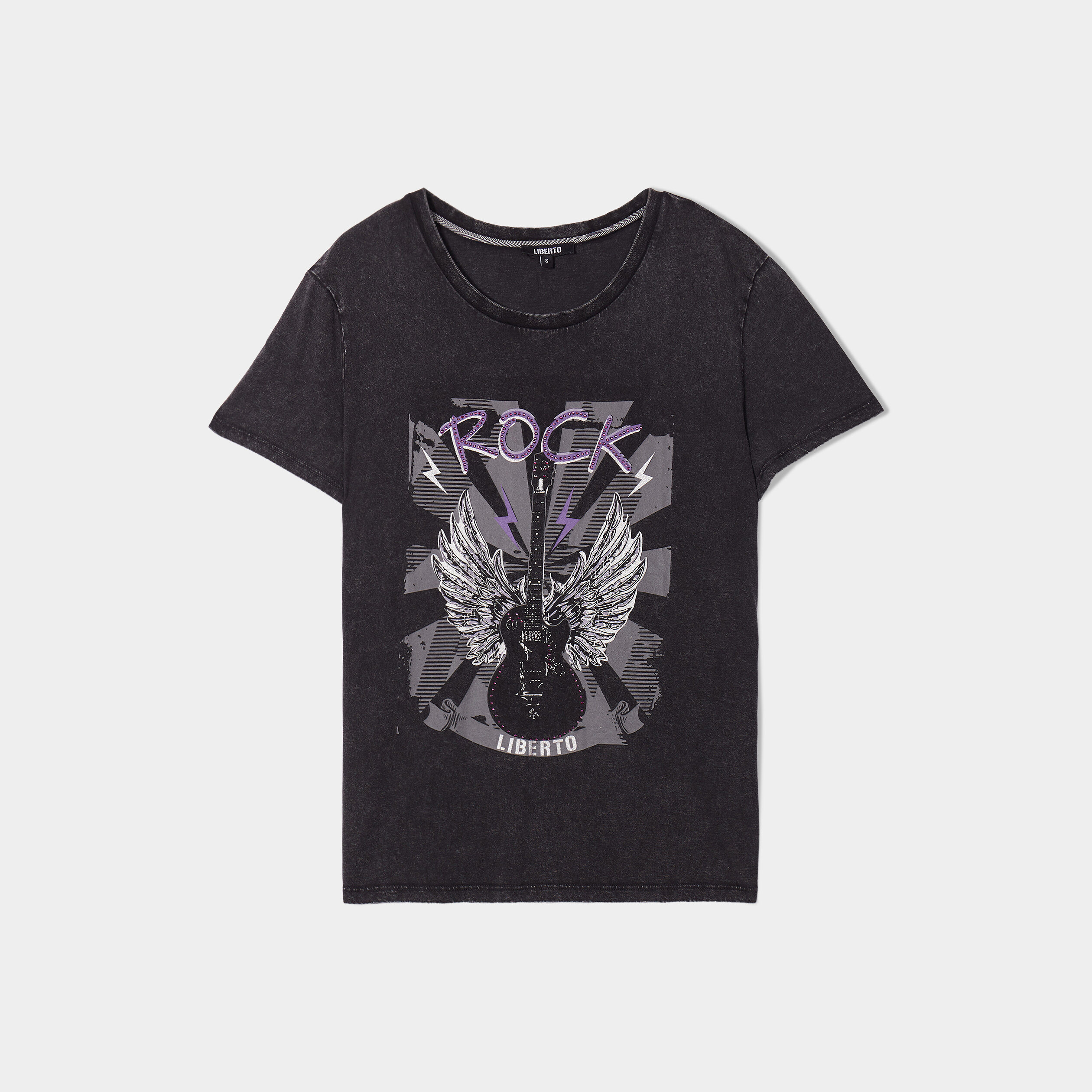 T-shirt oversize avec strass Liberto noir femme | La Halle