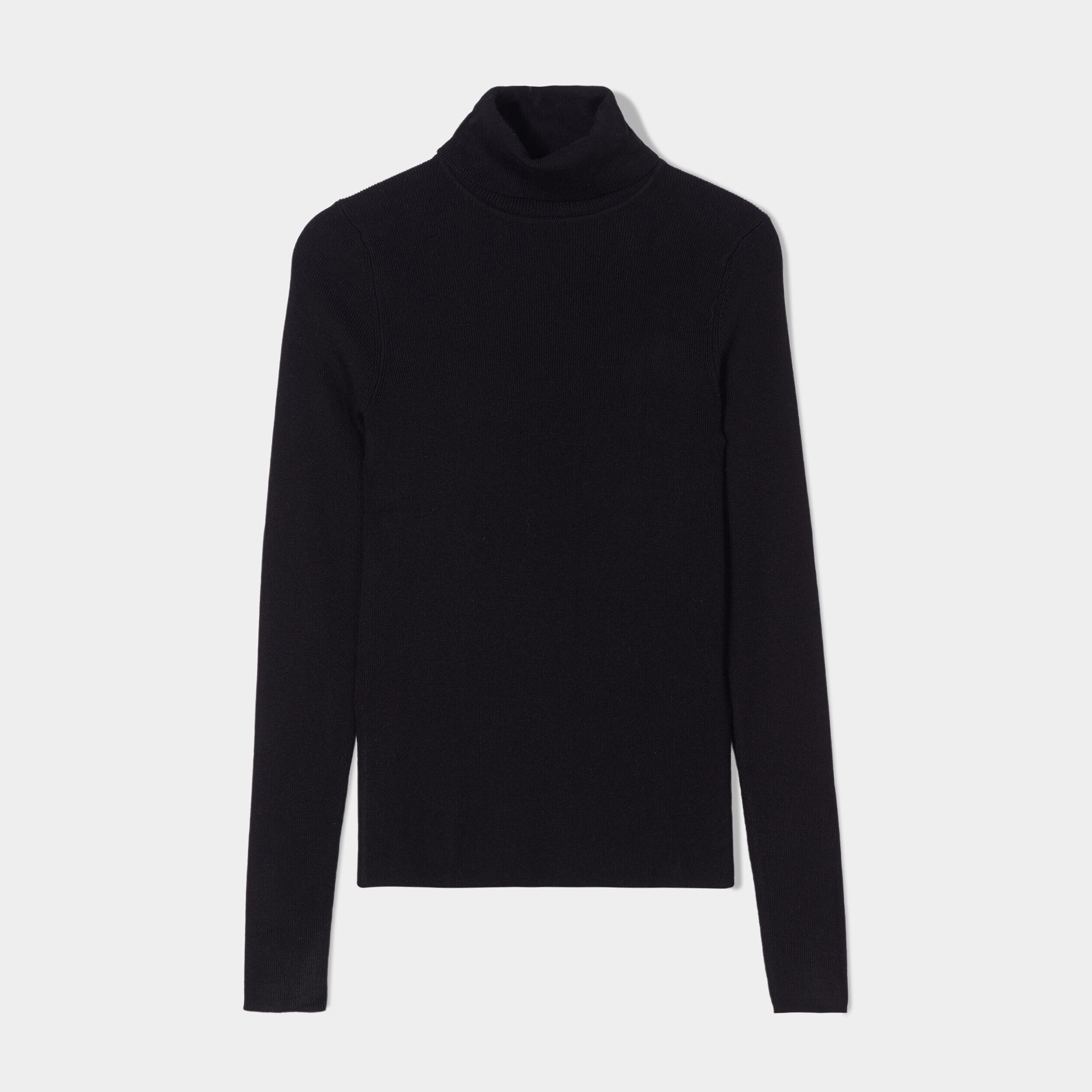 Pull côtelé col roulé noir femme | Cache Cache