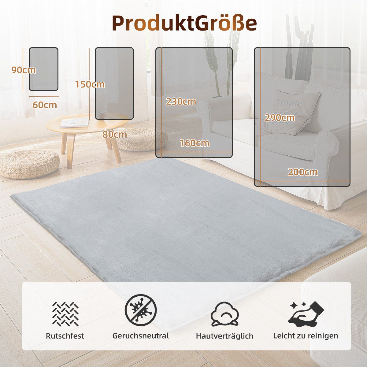 Fellteppich Kunstfell teppich, MULISOFT, rechteckig - S, Höhe: 22 mm, Super Soft Shaggy Teppich 60 x 90 cm