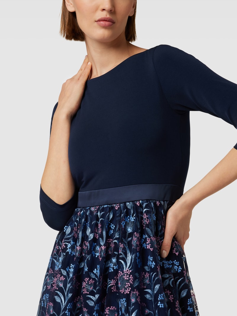 Blusenkleid mit Allover-Muster in dunkelblau