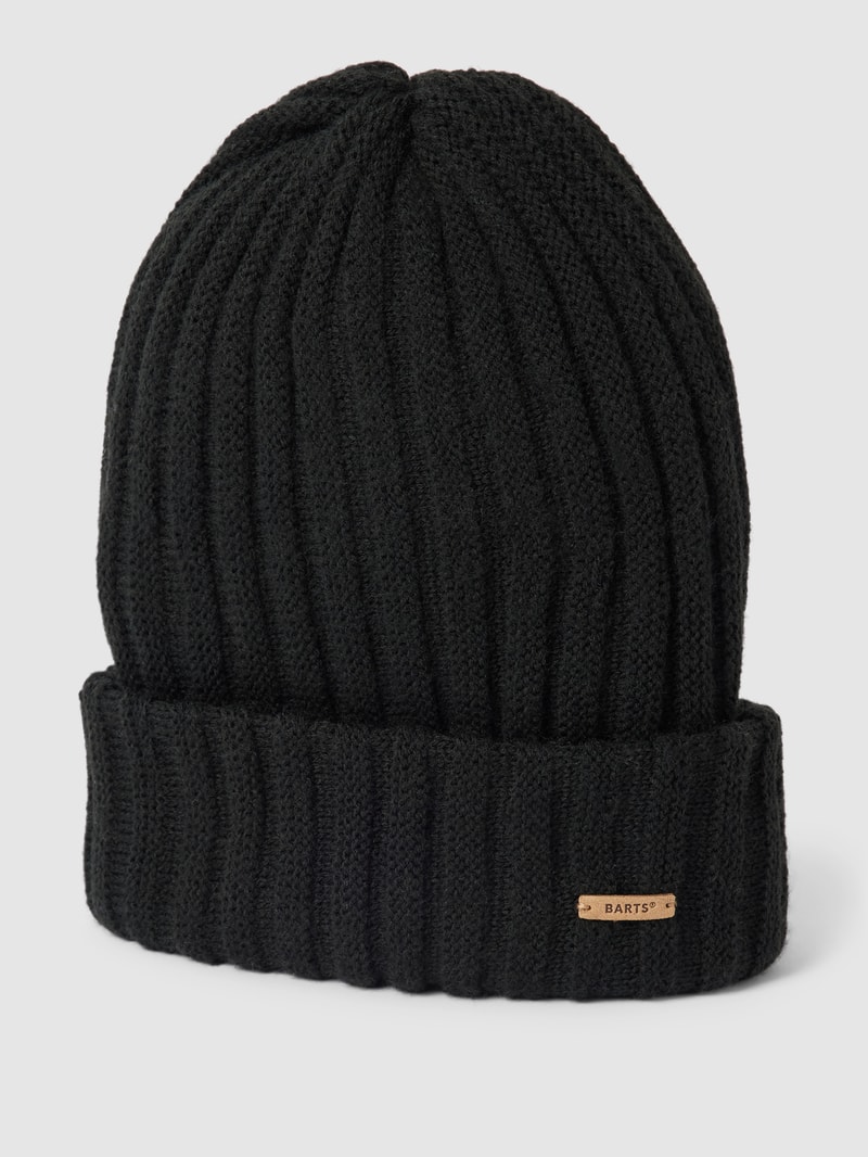 Beanie mit Label-Detail Modell 'Bayne' in schwarz