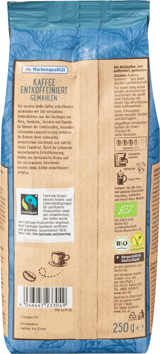 Kaffee entkoffeiniert gemahlen, 250 g
