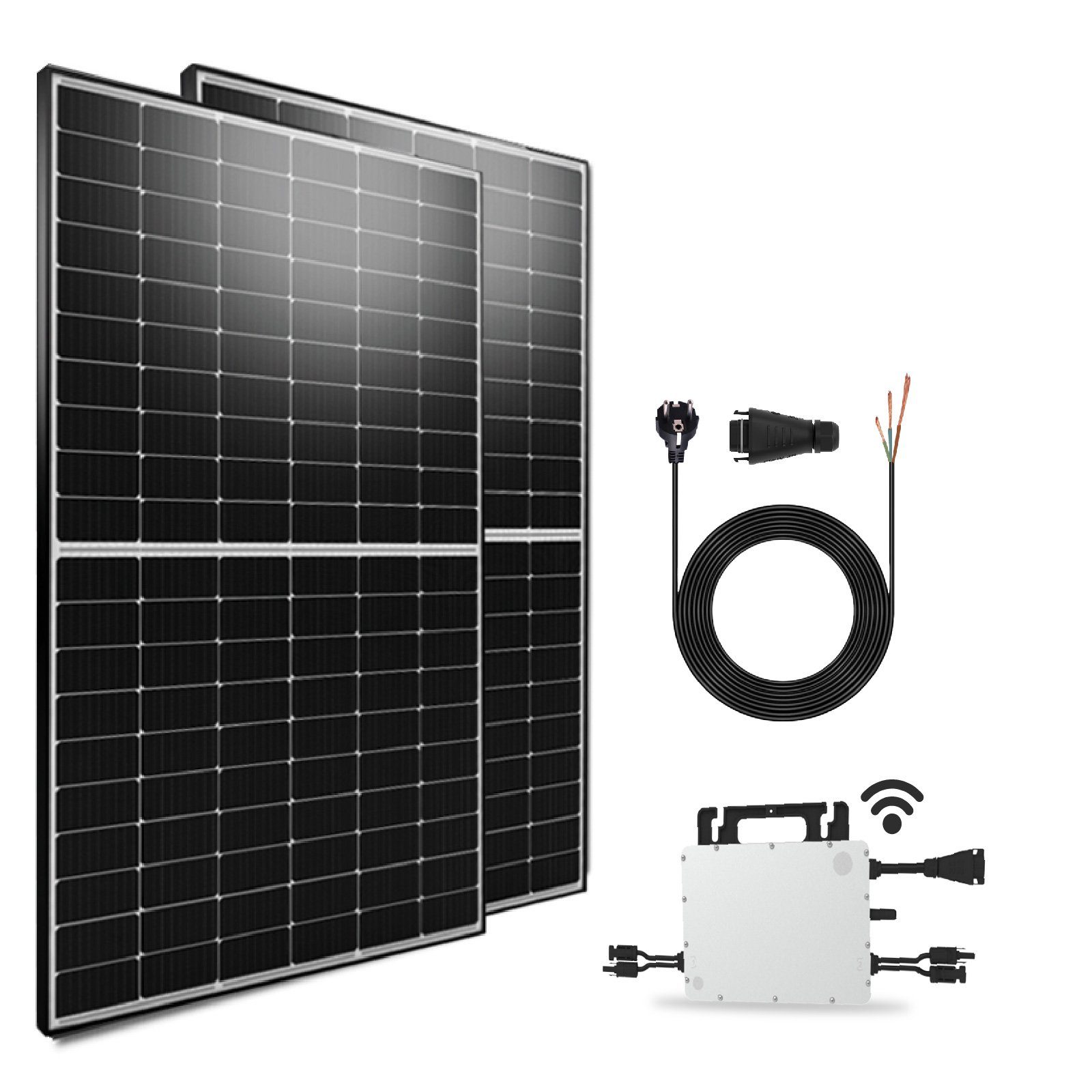EPP.Solar Solaranlage 1000W upgradefähiger Photovoltaik Balkonkraftwerk Mini-PV Anlage, Hoymiles HMS-800W-2T (Die Freigabe der Verbindung für 2 Module) WLAN Mikrowechselrichter, Antireflexbeschichtung, Monokristallin, Wasserdichtigkeitsklasse, Balkon